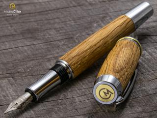 Dřevěné plnící pero Superior Oak - Burly chrome č.436