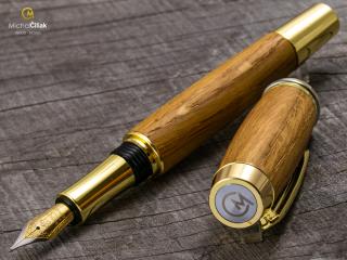 Dřevěné plnící pero Superior Oak - Burly gold č.434