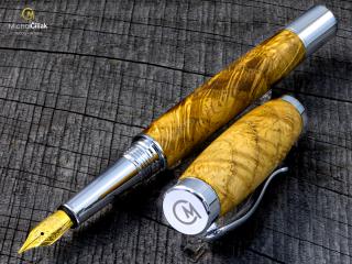 Dřevěné plnící pero Superior Oak - Elegant chrome č.2855