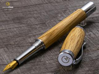 Dřevěné plnící pero Superior Oak - Elegant chrome č.432