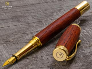 Dřevěné plnící pero Superior Padouk - Elegant gold č.450