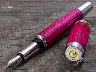 Dřevěné plnící pero Superior Pink Wood - Burly chrome č.426