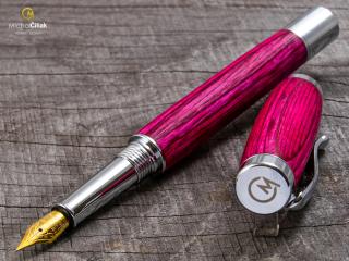 Dřevěné plnící pero Superior Pink Wood - Elegant chrome č.422
