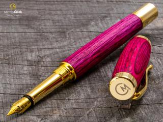 Dřevěné plnící pero Superior Pink Wood - Elegant gold č.420