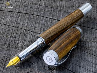 Dřevěné plnící pero Superior Royal Walnut - Elegant chrome č.2893