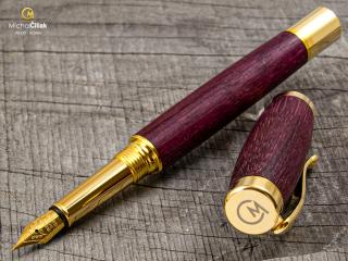 Dřevěné plnící pero Superior Superior Purpleheart - Elegant gold č.460