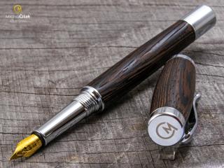 Dřevěné plnící pero Superior Wengé - Elegant chrome č.402
