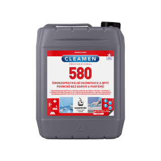 CLEAMEN 580 concentrate 5l širokospektrální dezinfekce a mytí povrchů bez barviv a parfémů