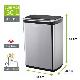 Koš na odpadky bezdotykový Helpmation CUBE WIDE 30 l