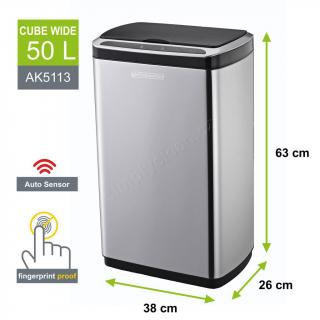 Koš na odpadky bezdotykový Helpmation CUBE WIDE 50 l