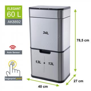 Koš na odpadky bezdotykový Helpmation ELEGANT 60 l na tříděný odpad