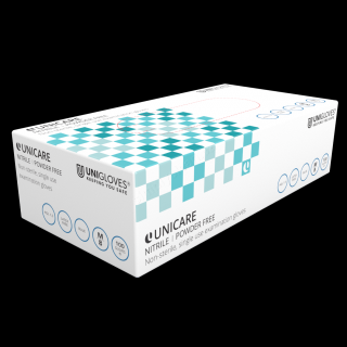 Rukavice XS NITRILOVÉ Unigloves Unicare zdravotnické bez pudru 100ks