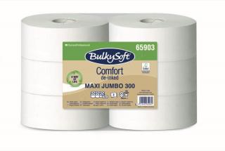 Toaletní papír Jumbo BULKYSOFT, 2vrstvy, 250mm, celuloza, návin 300m, 65903, 6rol/bal