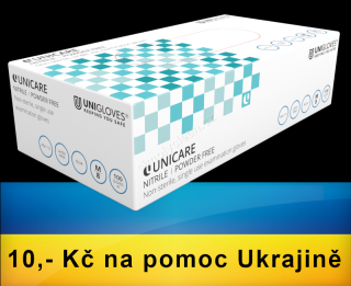 UA (Pomáháme Ukrajině) Rukavice NITRILOVÉ Unicare bez pudru 100ks velikost L