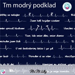 Bavlněný úplet JSEM KUTIL tm modrý MaMi vzor