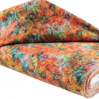 Bavlněný úplet oranžové paisley