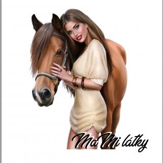 Koženkový panel  20x20cm dívka s koněm