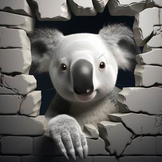 Koženkový panel  20x20cm koala ve zdi