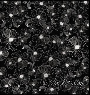 Koženkový panel 23x24cm květy na černé by Lenka K