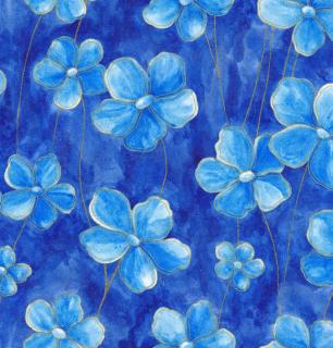 Koženkový panel 23x24cm modré květy