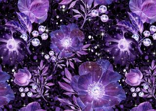 Koženkový panel  28x20cm fialové květy na tmavé