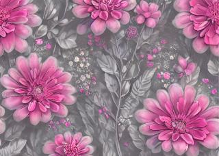 Koženkový panel  28x20cm růžové květy na šedé