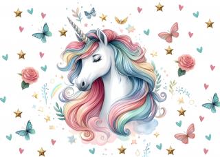 Koženkový panel  28x20cm unicorn s motýlky