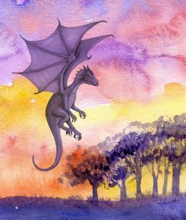 Koženkový panel 28x33cm drak