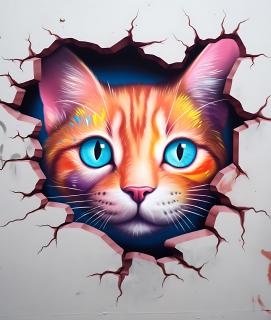 Koženkový panel 28x33cm kočka ve zdi