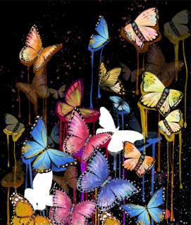 Koženkový panel 28x33cm motýlci na černé