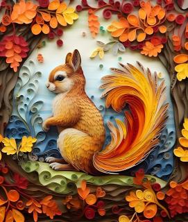Koženkový panel 28x33cm veverka
