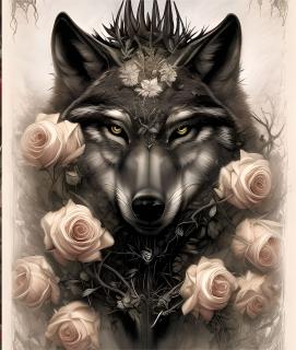 Koženkový panel 28x33cm vlk tmavý