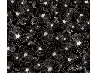 Koženkový panel 40x35cm květy na černé by Leni.K