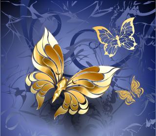 Koženkový panel 40x35cm motýl zlatý