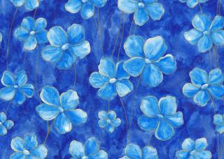 Koženkový panel karis 35x25cm modré květy na modré