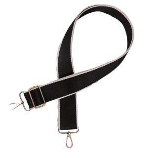 Popruh s karabinami 120cm černobéžový zlaté kování