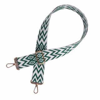 Popruh s karabinami 120cm geometrický zelený zlaté kování