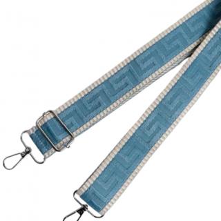 Popruh s karabinami 120cm modrý pruh stříbrné kování