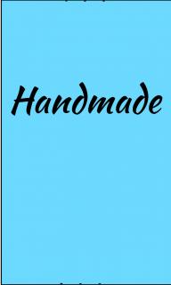 Saténová etiketa HANDMADE modrá 5x3cm
