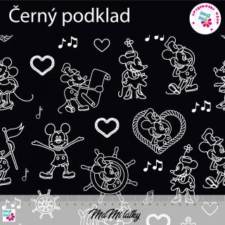 Teplákovina smyčková černá MICKEY MOUSE MaMi vzor