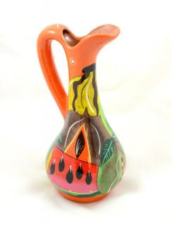 Mexický džbán - ručně malovaný - oranžový
