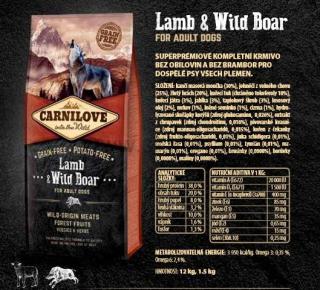 Carnilove Dog Lamb & Wild Boar for Adult 12kg