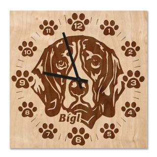Dřevěné nástěnné hodiny - Beagle