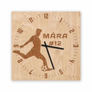 Dřevěné nástěnné hodiny čtvercové - Fotbal (vlastní jméno)