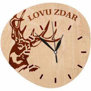 Dřevěné nástěnné hodiny - Lovu zdar!
