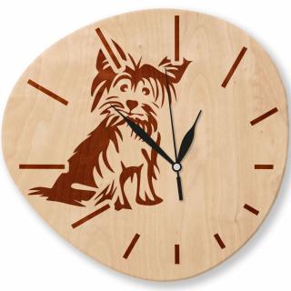 Dřevěné nástěnné hodiny - Pejsek 2