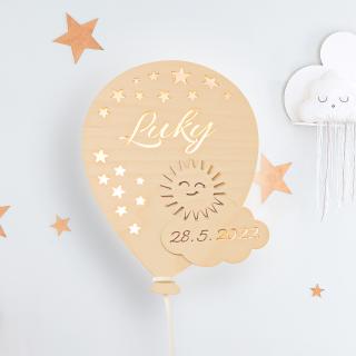Lampička - Svítící balónek se jménem a datem narození
