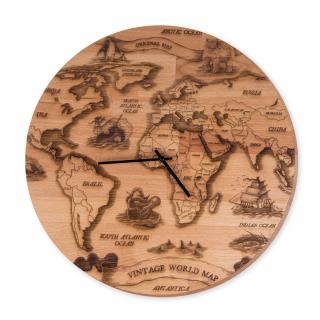 Masivní hodiny Vintage World Map