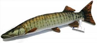 GABY plyšová ryba - Štika muskalunga (americká) 80cm, hračka a  polštář