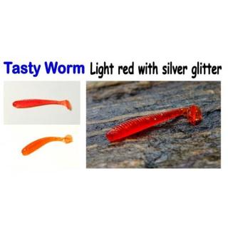 Tasty Worm, 50mm, 0,8g Varianta: Light red with silver glitter